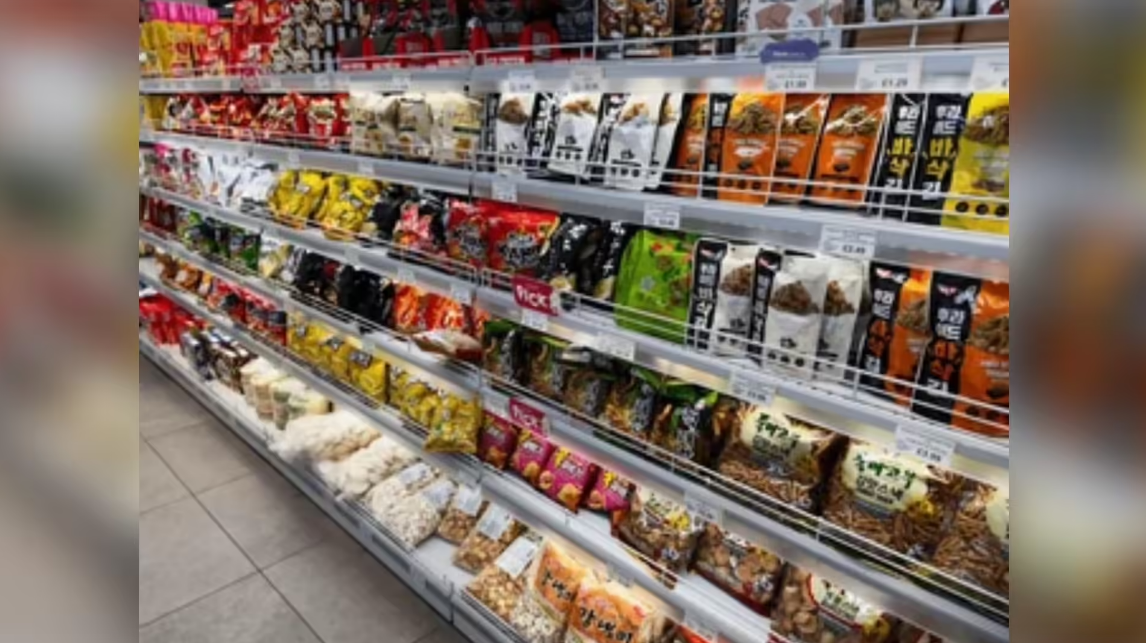 Packaged and processed food items displayed on supermarket shelves highlighting concerns about nutrition labelling and unhealthy foods