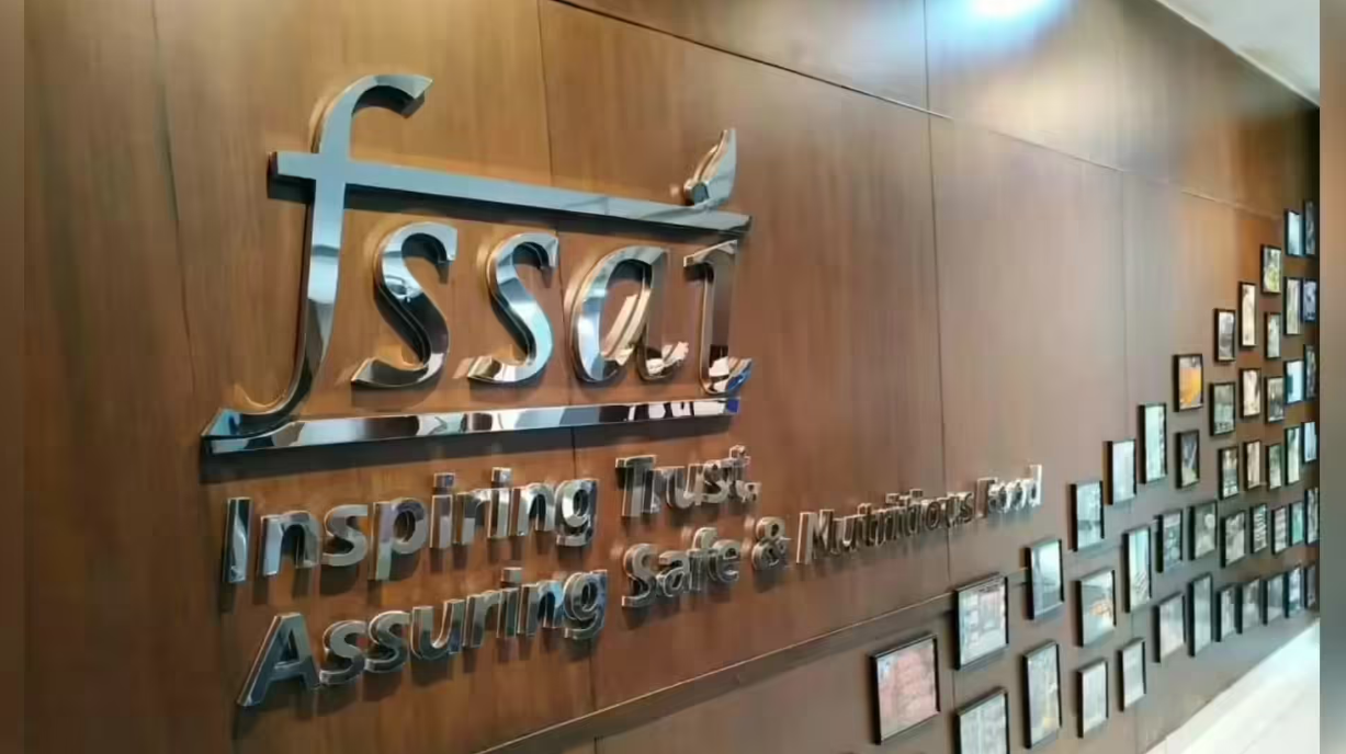 FSSAI office logo displayed on wall representing India’s food safety and standards authority