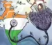 Illustration of India map with stethoscope and crowd representing healthcare system, population pressure and policy challenges